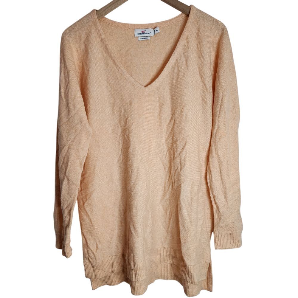 Vineyard Vines Cashmere Sweater Women's‎ Medium Long Sleeve V-Neck Orange